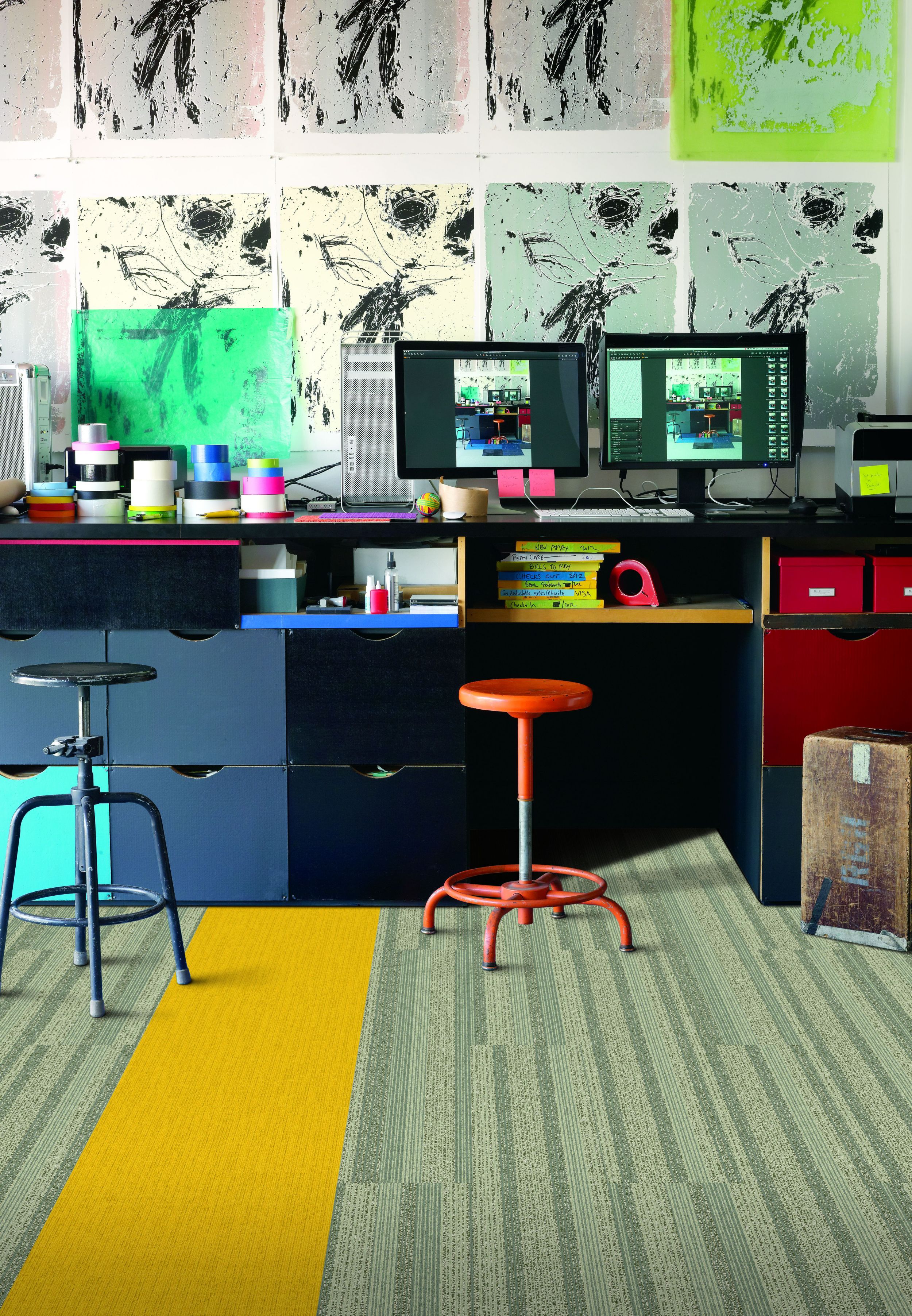 Interface SS217 and Viva Colores carpet tile in a colorful workspace image number 2